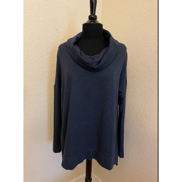 Alfani Cowl Neck Navy Sweatshirt Sz L - Picture 1 of 5